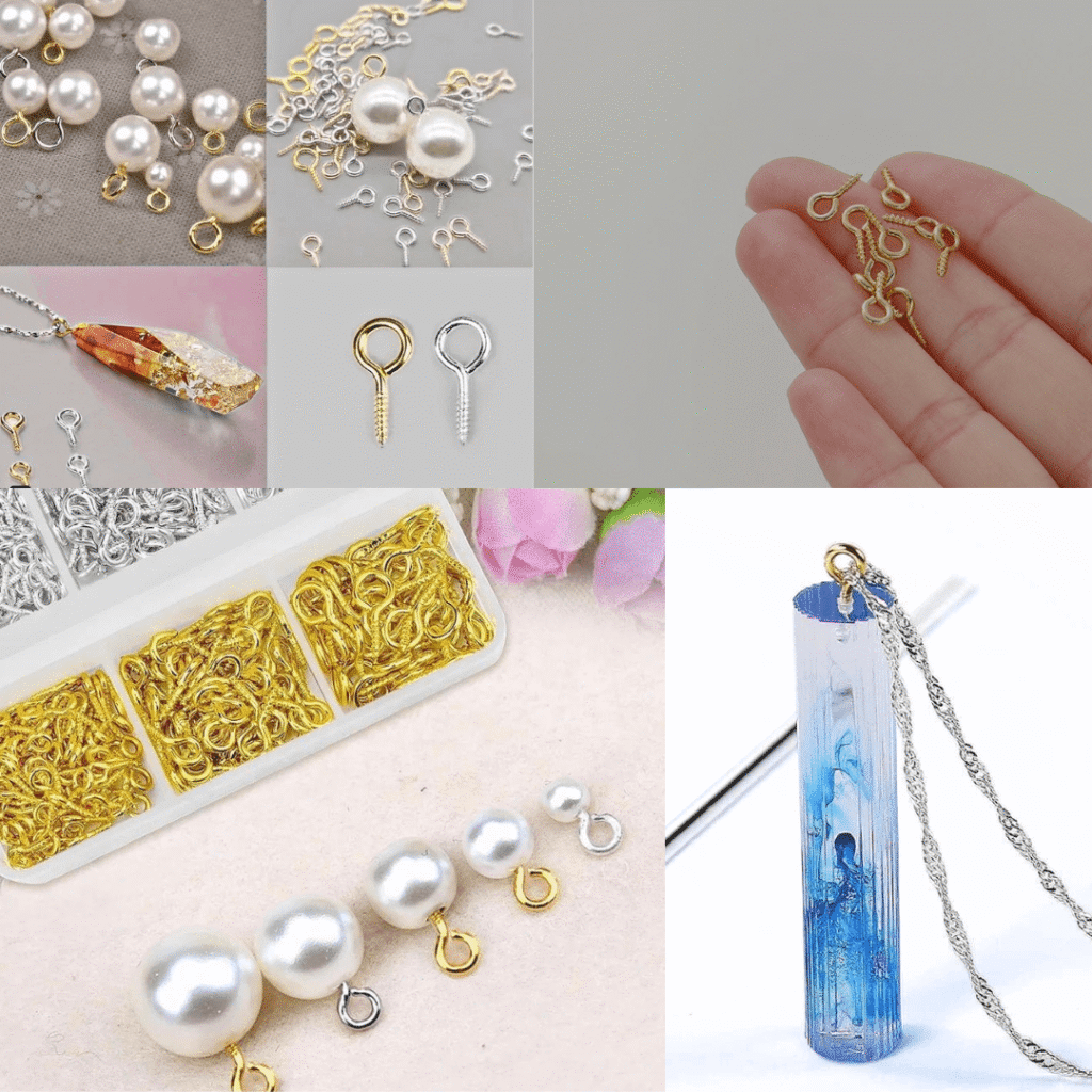 10 Pcs Screw Loops size of golden and steel silver 4 mm