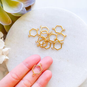 2 Pc Honeycomb Connector Charms Bezels Pair