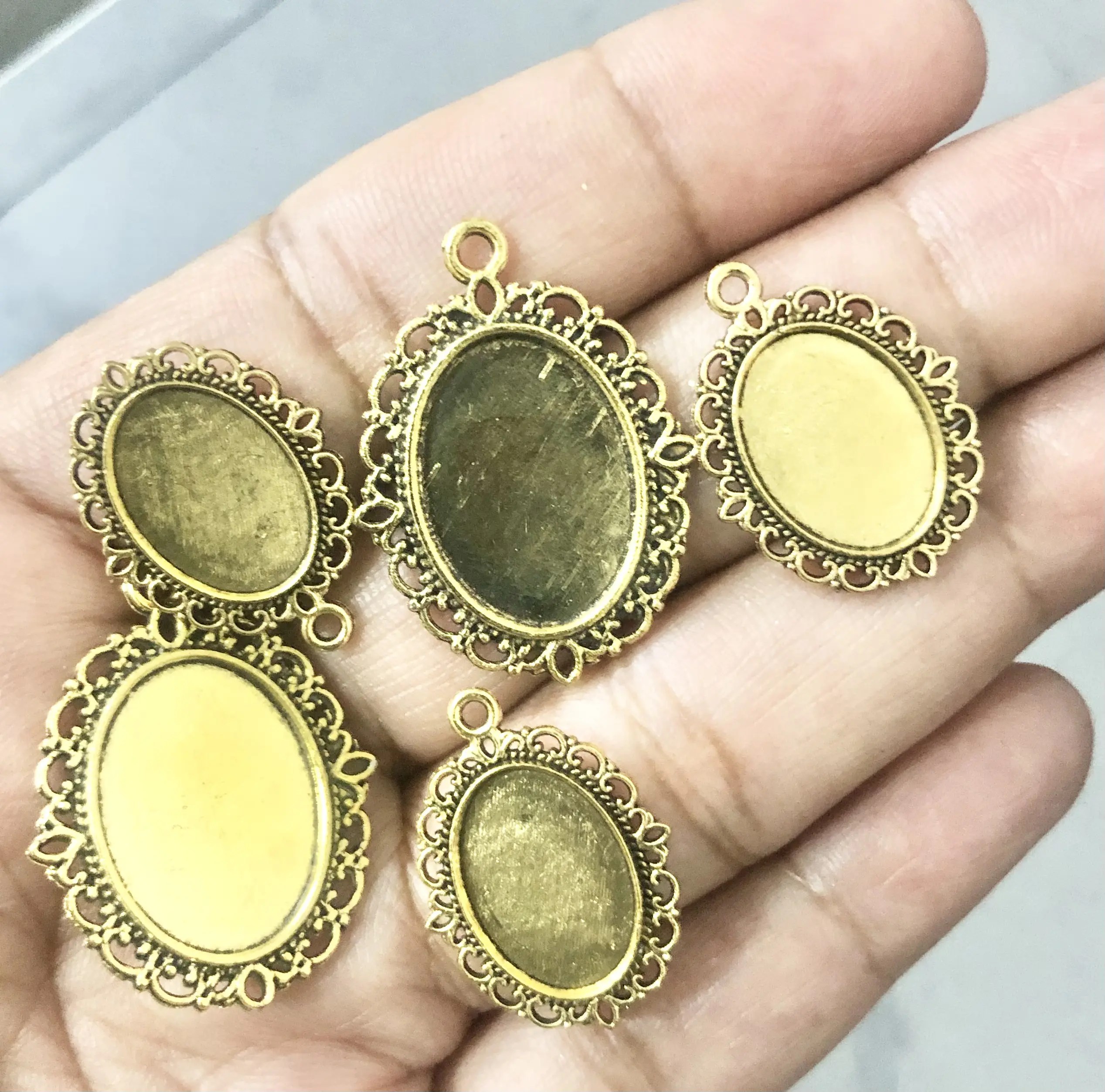 5 Pcs Pack Metal Pendant Charms Bases - Image 2
