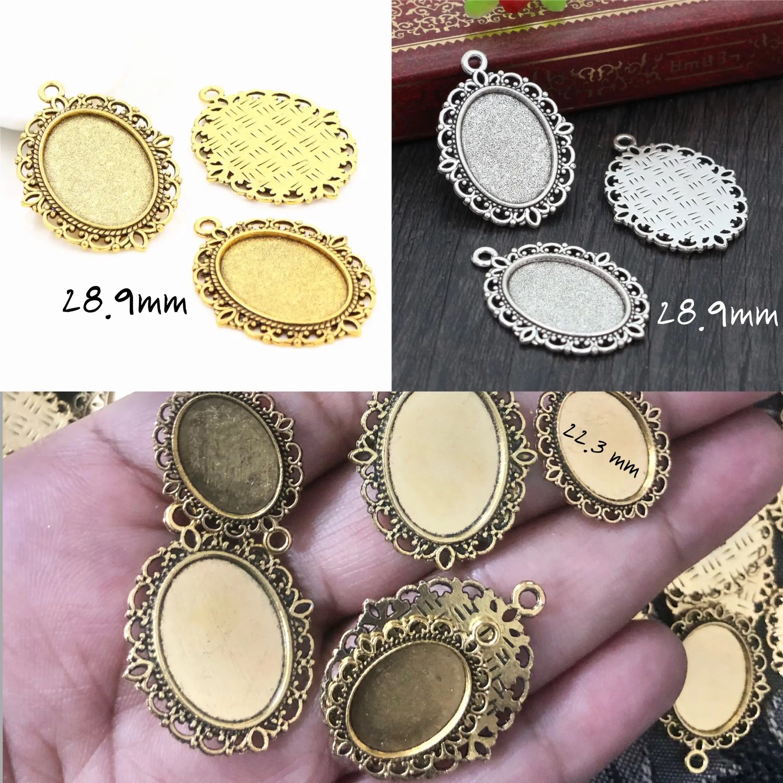 5 Pcs Pack Metal Pendant Charms Bases