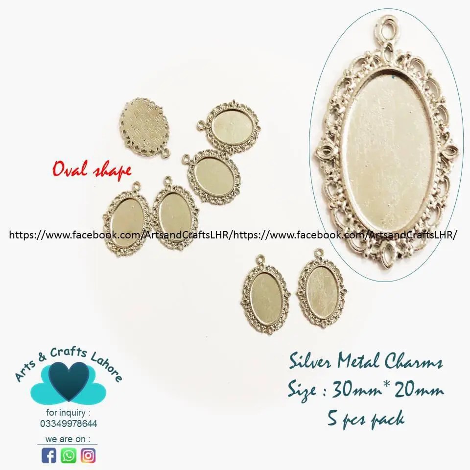 5 Pcs Pack Metal Pendant Charms Bases - Image 3